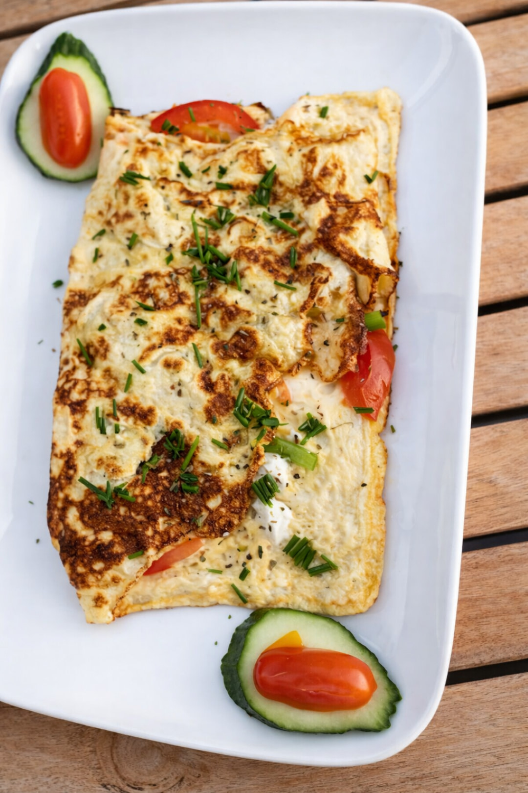 Traditional Greek omelette served at boutique hotel in Santorini